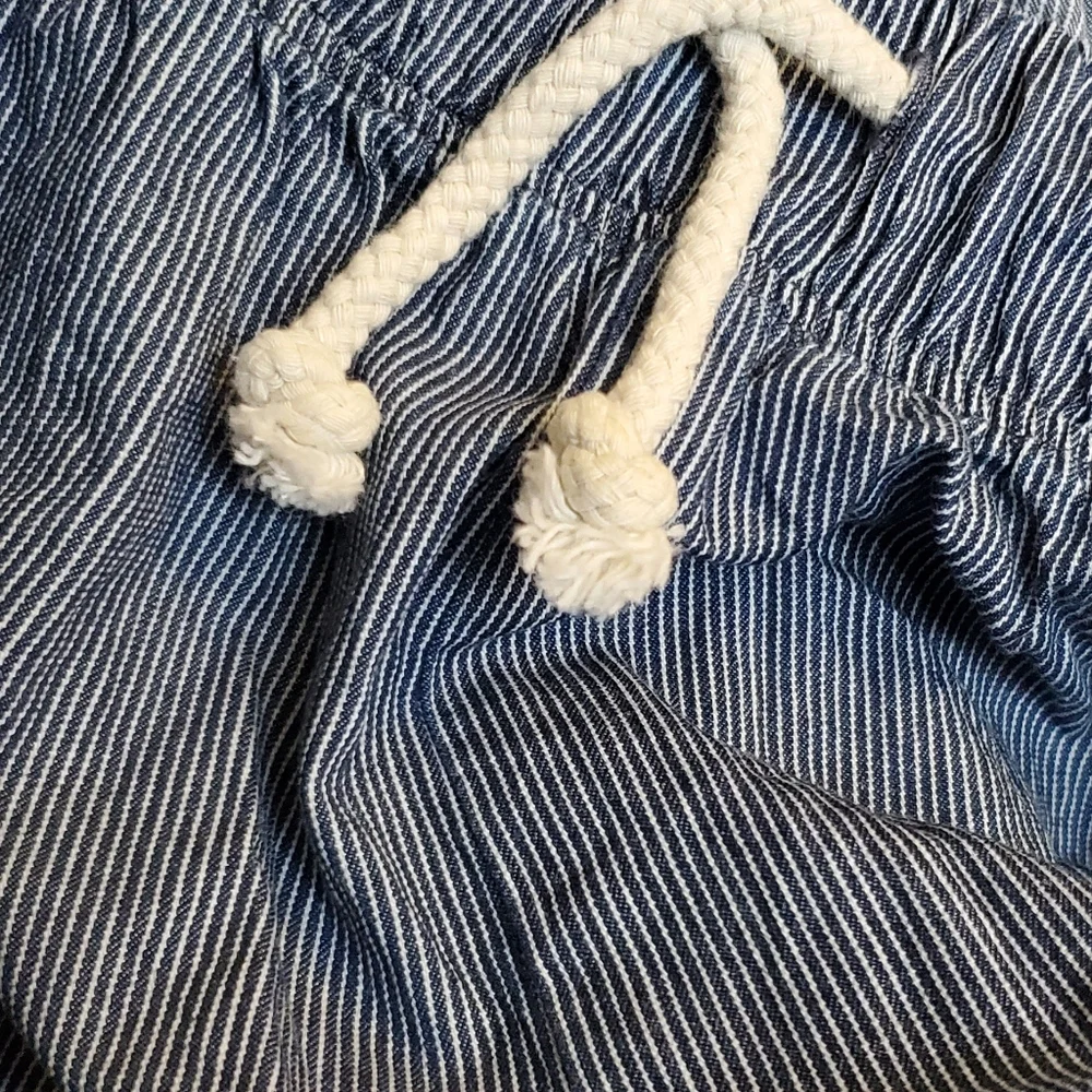 Anthropologie Navy Blue and White Striped High Waisted Cuffed Shorts - Picture 4 of 4